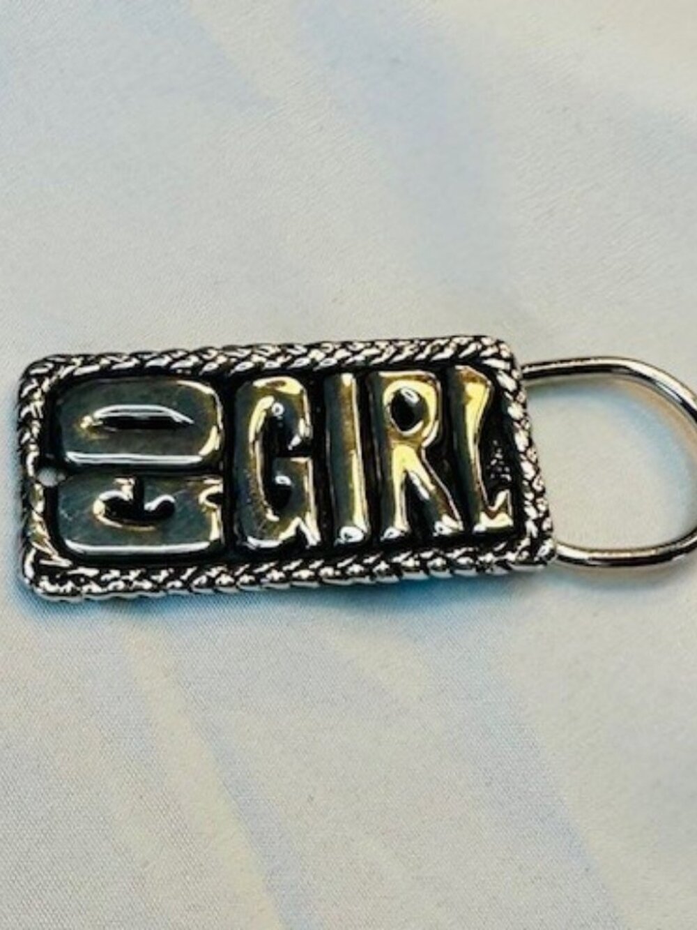 Vintage Solid Sterling Silver "Go Girl" Key Chain